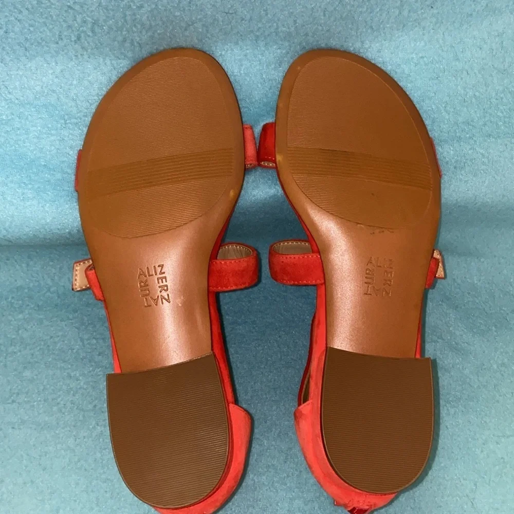 NATURALIZER Mabel suede strappy sandals adjustable zip back rust NEW size 8.5W